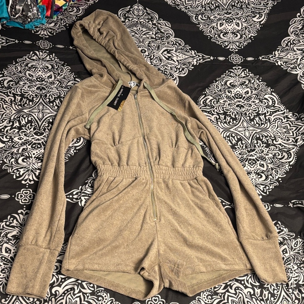 Tan Hooded Romper